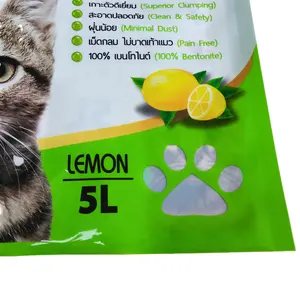 5L kedi çöp torbaları özel baskı yüksek kaliteli 3 tarafı mühürlü paket ambalaj pencere ile pet için kedi kumu gıda plastik paket