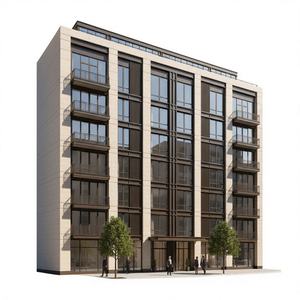 Armoire de cuisine moderne en bois modulaire avec îlot LED, en MFC, MDF, contreplaqué, stratifié marbre, personnalisable pour appartement, de la marque JY Project - Product Image 1