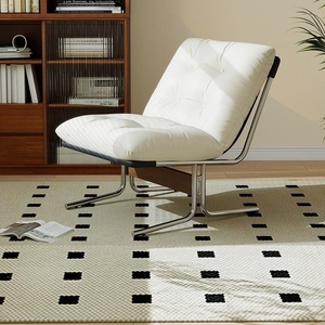 Sillón de Salón con Respaldo Alto Tapizado en Cuero Sintético, Estructura de Acero Inoxidable, Muebles de Salón, Sofá Individual, Sillones Decorativos, Estilo Bauhaus - Product Image 5