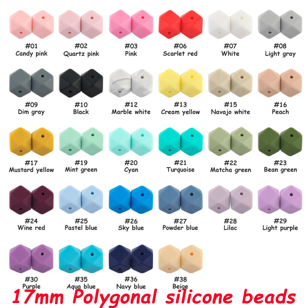 Cuentas de silicona poligonal de 17mm
