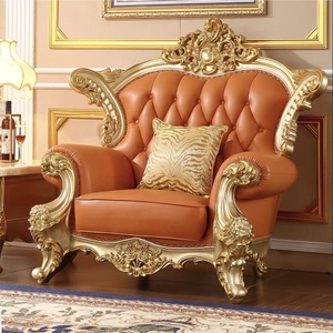 Estilo italiano <span class=keywords><strong>de</strong></span> lujo real diseños clásicos <span class=keywords><strong>Palacio</strong></span> muebles tela cuero oro sofá Conjunto 1 2 3 asientos sala <span class=keywords><strong>de</strong></span> estar Dubai Villa hogar - Product Image 2