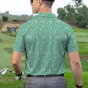 Polo de golf personnalisé par sublimation pour homme, motif golf imprimé sur toute la surface, séchage rapide, performance optimale, nom personnalisé, cadeau pour les amateurs de golf - Product Image 3