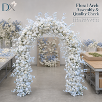 Backdrop Bunga Artifisial Putih Biru Bentuk U untuk Pernikahan, Photo Booth, Dekorasi Hotel (Grosir)