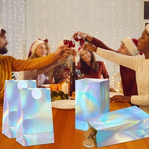Hot Selling Custom Logo Fancy Holographic Paper Gift Packaging <b>Bag</b> With Custom Stickers - Product Image 5