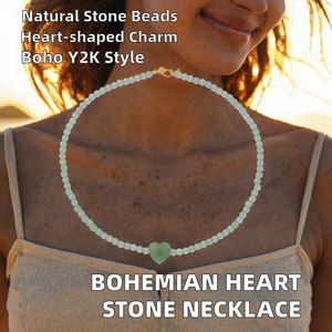 Collier Cœur Bohème en Pierres Naturelles Perlées, Tendance, Fait Main, Y2K, Ras-de-cou d'Été, Bijou Pendentif Délicat, Cadeau Unisexe, Troisième Partie - Product Image 2