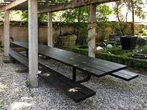 Vente en gros d'usine Table de patio d'extérieur Table et banc en bois pour <span class=keywords><strong>restaurant</strong></span> Table de pique-nique moderne en bois avec banc - Product Image 3