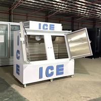 Congélateur distributeur de glace d'extérieur à double porte inclinée, boîte de stockage pour sacs de glace emballés, pour magasins, bars, stations-service, capacité 190 sacs