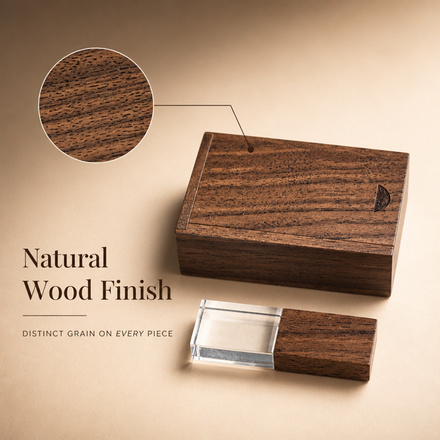 Engraved Wooden Glass USB Flash Drive 2.0 Personalized Wedding Anniversary Flash Disk 16GB 32GB Cle USB Photography USB Stick
