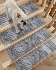 Marches d'escalier autocollantes antidérapantes lavables, <span class=keywords><strong>tapis</strong></span> d'escalier à coller et à décoller, <span class=keywords><strong>tapis</strong></span> d'escalier réutilisables pour marches en bois - Product Image 1