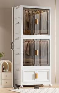 للبيع بالجملة خزانة محمولة لتوفير المساحة قابلة للطي مع أبواب مزدوجة فاخرة من البلاستيك - Product Image 4