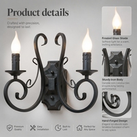 Appliques murales en métal de style européen classique, lumière LED blanc chaud, double tête, ampoule E14, luminaire design cottage