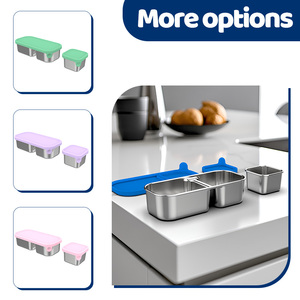 Contenedor de comida para aperitivos, contenedor a prueba de fugas de acero inoxidable 304, fiambrera <span class=keywords><strong>Bento</strong></span> sellada con tapa de silicona, fiambrera para adultos y niños - Product Image 5