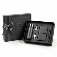 Individuelles Logo Firmengeschenkbox Set aus Hartpapier mit Stift, Notizbuch, Thermosflasche und USB-Stick für Mitarbeiter und Kunden
