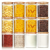 Bocaux en verre pour terrarium de 8,5 oz (250 ml), bocaux de conservation des aliments, contenants d'organisation de garde-manger en verre, bocaux de rangement avec couvercle en bambou