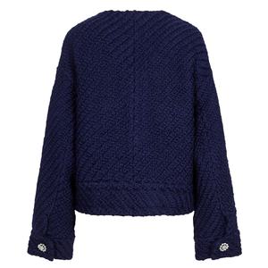 Veste courte pour femme, style collège, printemps, fabrication, design, bouton de fleur tridimensionnel, col rond, manteau d'hiver - Product Image 4