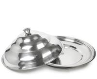 Plateau de service en acier inoxydable de luxe moderne, écologique et robuste avec couvercle en dôme pour usage commercial en cuisine