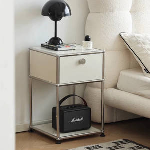 طاولة سرير متعددة الوظائف من الفولاذ المقاوم للصدأ بتصميم العصور الوسطى، خزانة تخزين جانبية للأريكة بتصميم باوهاوس - Product Image 3