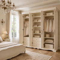 Armoire de style provincial français de luxe, armoire classique européenne en bois sculpté, placard de rangement autoportant pour chambre à coucher
