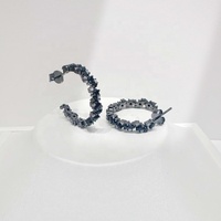 Boucles d'oreilles personnalisées en argent sterling 925 avec zircone taille baguette, plaquées or, noires, géométriques, style western, pour femme