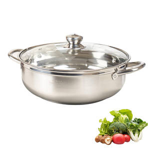 5層ステンレススチール製毎日パン蓋付きキッチン誘導ディープソテーパンシャブハイサイドクッキングポットオーブンセーフストックポット - Product Image 1