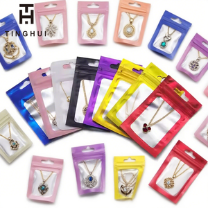 <span class=keywords><strong>Sac</strong></span> d'emballage en plastique transparent à glissière avant avec trou de suspension pour bijoux cadeaux décoratifs ornements suspendus pochette à glissière avec trou de suspension - Product Image 1