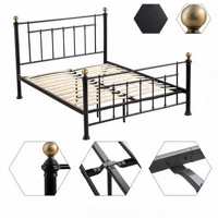 Cadre de lit en métal noir sur mesure OEM, design moderne et minimaliste, installation facile, robuste, idéal pour appartement locatif, chambre d'amis, dortoir