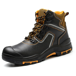 Chaussures de travail en cuir véritable à coupe mi-haute, style 2024, antidérapantes, anti-perforation, bottes de sécurité - Product Image 4