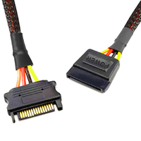 Cable de extensión de alimentación macho a hembra SATA15Pin trenzado de nailon de 0,3 m 18AWG Serial SATA Disco duro PC Cables convertidores de potencia