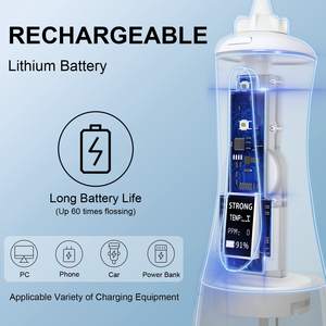 Portátil 5 modos de limpieza 350ML Pantalla OLED Limpieza de dientes Flosser de agua <span class=keywords><strong>Irrigador</strong></span> bucal <span class=keywords><strong>dental</strong></span> inalámbrico con 6 u 8 boquillas - Product Image 3