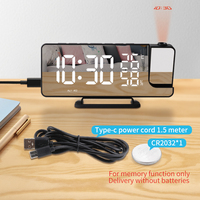 Radio FM miroir projecteur horloge et chargeur grand projecteur à led horloge temps projecteur réveil numérique affichage de la date
