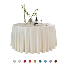 2024 Wholesale Jacquard <b>Table</b> Cover <b>White</b> <b>Round</b> Tablecloth Event Party <b>Table</b> Cloth for Wedding - Product Image 4