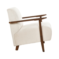 Chaise d'Appoint Design Moderne 1 Pièce Coussins de Siège en Velours Côtelé Beige Meubles de Salon en Bois Massif