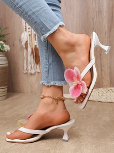 Sandalias de Tacón Alto y Punta Cuadrada con Diseño Floral Brillante para Mujer, Moda de Verano - Product Image 5