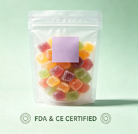 Op maat gemaakte staande ritssluitingszak met transparant venster van plastic voor het verpakken van gummy snoep, fruitgelei en zoete snacks