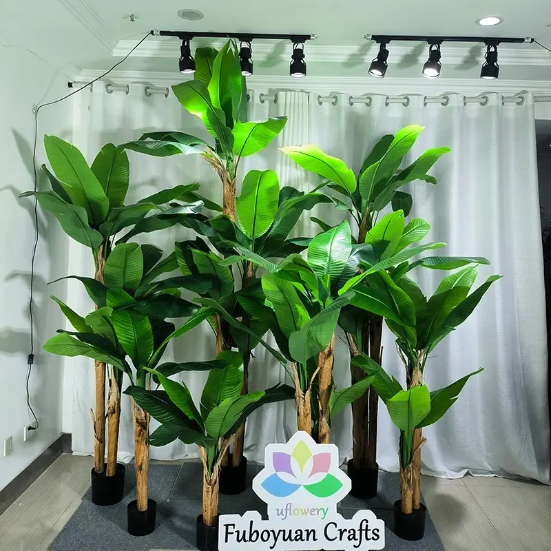 F44 Real Touch Indoor Artificiel Kunststoff Bonsai Riesen palme Pflanze Dekor Bäume tropische Faux Banane künstlichen Baum für Hotel zu Hause