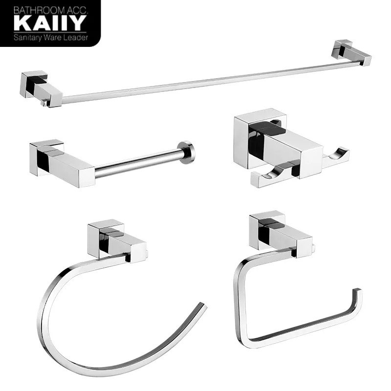 KAIIY High Quality Brass Monden Bathroom Shelf Fitting 6PCS Accessories Sets Including Tissue Holder Towel Ring Toilet Brush