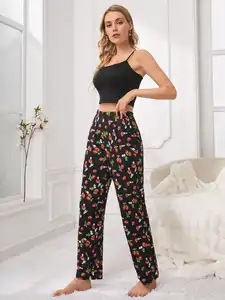 Son derece dayanıklı toptan kadınlar pijama askı pantolon kadınlar için iki parçalı Set özel pijama seti