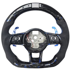 Volant de direction en fibre de carbone forgée de qualité supérieure, avec Alcantara et LED, pour Volkswagen Golf 7.5 gti - Product Image 1