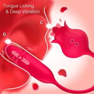 Consolador vibrador para mujeres juguetes sexuales consoladores pareja lesbiana juguete Womanclitoral lengua con 10 velocidades Modesg-Spot Rose pezón masajeador - Product Image 3