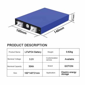 แบตเตอรี่ Lifepo4 แบบแท่งปริซึม 3.2v 25Ah 30Ah 52Ah 102Ah 105Ah สำหรับชุดแบตเตอรี่รถยนต์ไฟฟ้า  แบบปล่อยประจุสูง 3C 5C ขายส่ง - Product Image 3