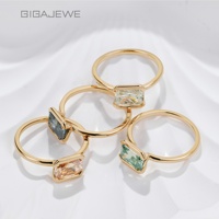 Anillo de compromiso GIGAJEWE de plata de ley 925 con moissanita radiante de 2 quilates (6x8mm) con engaste de bisel, multicolor, para mujer