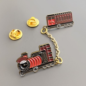 Insignias de dos piezas de <span class=keywords><strong>tren</strong></span> bala chapado en oro con logotipo de Metal personalizado de alta calidad, pin de solapa de esmalte suave duro para bolso, ropa, uniforme - Product Image 1