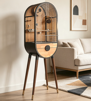 Cage à oiseaux avancée pour perroquet en bois de cèdre massif, décorée DIY, Golden Sun Mysterious Wind Birds, fermeture à bouton, emballée en boîte