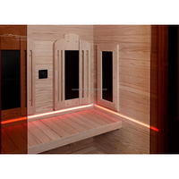 Harga pabrik kustom dalam ruangan 2 orang sauna ruang uap kayu solid hemlock inframerah jauh ruang sauna
