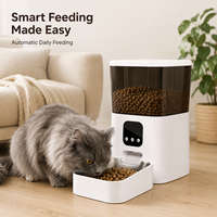 Distributeur automatique intelligent moderne pour animaux de compagnie avec application, distribution de portions programmée, caméra HD, appels vocaux, conception anti-blocage, réservoir de nourriture de 6 L, pour chats