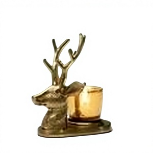 Porte-bougie tête de cerf, support à bougie chauffe-plat tête de cerf, porte-bougie votif renne, support à bougie animal en métal, porte-bougie votif en verre - Product Image 5