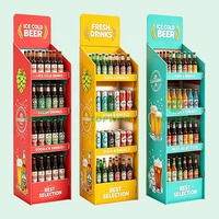 Présentoir de sol en carton pour bière, présentoir publicitaire pour marque de bière, présentoir de boissons en carton pour supermarché