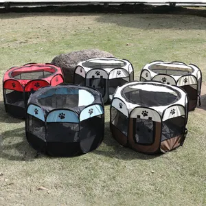 Dog Tent Houses Foldable Indoor Outdoor Puppy Cats Pet Cage Octagon Fence Portable Outdoor Kennels Cage