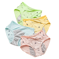 Culottes protectrices absorbantes en viscose à 3 couches, imprimées de jolis dessins animés, brodées, anti-fuites menstruelles, pour adolescentes