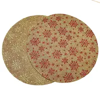 Yüksek kaliteli ışıltı glitter kar tanesi ile dokuma kumaş noel placemat bardak masa dekorasyon için